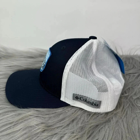 Columbia Hat Navy Blue White Mesh Snapback Baseball Cap Hiking Outdoor Range New - Picture 4 of 13